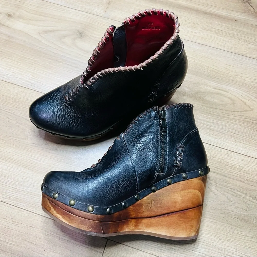 Bed Stu Marina Wedge Brown Platform Shoes size 8.5
